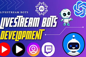 build youtube bot, live streaming bot, instagram bot, tiktok bot, twitch bot