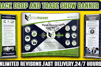 design trade show banner, graphics or booth backdrops in 24 hours