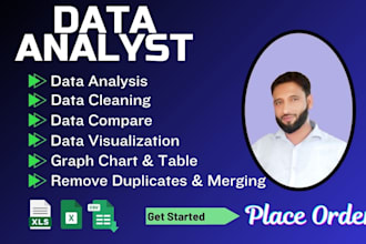 do excel data analysis, data visualization and cleaning