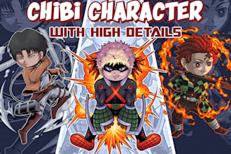 draw cute anime chibi with detailed outfit ,expresive pose