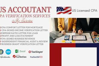 do financial audit US CPA comfort letter, income verification, mortgage letter