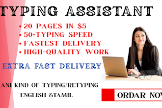 do english and tamil typing, retype scanned documents,msword