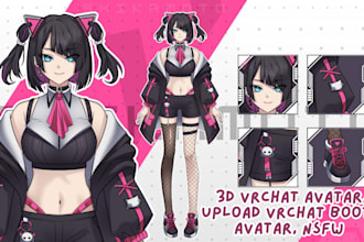 edit custom 3d vrchat avatar, upload vrchat booth avatar, nsfw vrm vroid quest