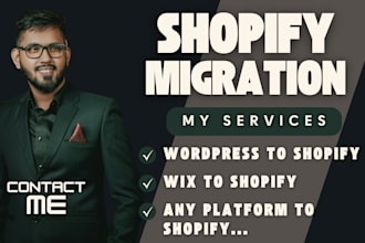 migrate wordpress wix weeby etsy squarespace magento store to shopify store