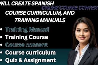 create spanish online course content, course curriculum, training manual course