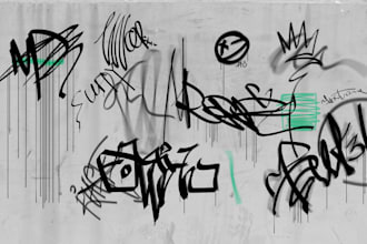 creative graffiti tags prints in street art style