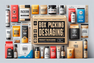 create professional box packaging and product mockup design with source file