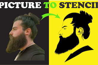 draw minimalist line art silhouette logo and vector portrait from your photo