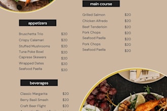 design eye catching  menu card  that wow your audience