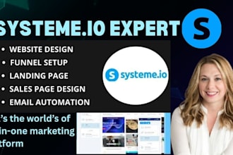 setup systeme io website,  systeme io funnel membership site and landing page