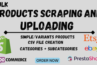 scrap and import products from woocommerce to shopify or shopify to woocommerce