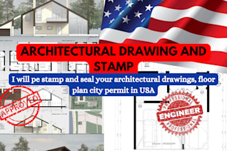 pe stamp and seal your architectural drawings, floor plan city permit in USA