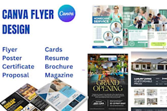 design canva flyer brochure report banner canva poster resume social media post