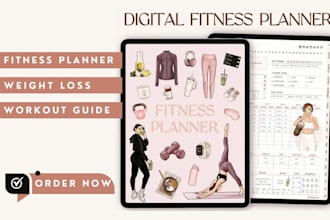 design workout planners, weight loss tracker, diet tracker, fitness guide