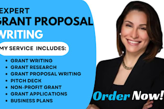 write grant proposal, grant application, research, pitch deck, business plan