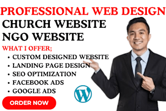 build or redesign a beautiful church website ministry website ngo website