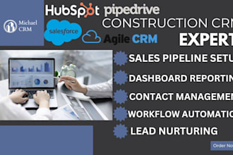 setup agile crm, procore buildertrend, pipedrive, jobber contractor foreman