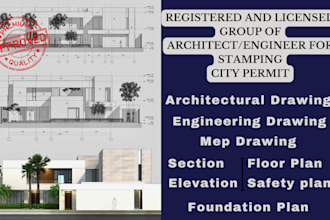 stamp architectural construction foundation structural 2d floor plan mep drawing