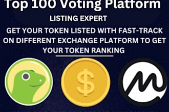 coin or token listing on top 100 voting plartform ,cmc,cg,coinmoner,memcoin