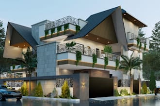 luxury modern home,villa interior,outdoor design,landscape,patio,backyard render