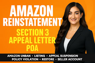 write a winning amazon reinstatement appeal, poa for section 3 activate account