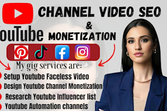 create and setup youtube channel SEO faceless cash cow video to monetize