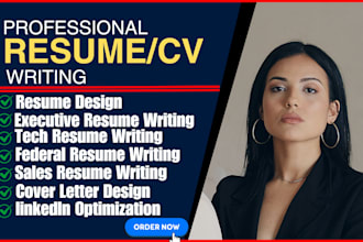 resume writing, executive resume, federal, tech, and sales resume design cover