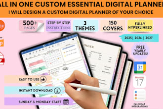 design etsy hyperlink digital planner printable journal digital tracker calendar