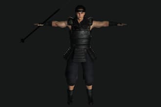 clean topology 3d character, game assets, pbr texture, control rig for game, ue5