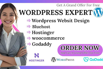 design godaddy website, hostinger, bluehost woocommerce on wordpress website