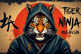 make unique tiger ninja assassin logo within two days