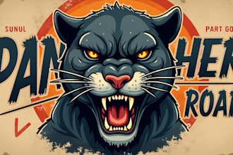do amazing angry panther roar logo with unlimited revisions