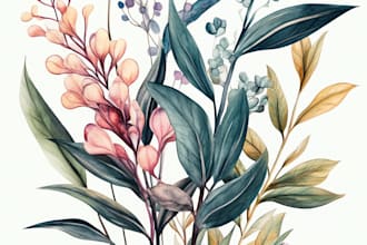 create botanical watercolor illustration in unique style