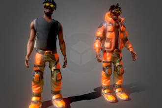 design 3d cyberpunk model, game character, pbr, metahuman sci fi human model,