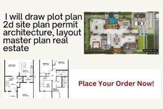 draw plot plan 2d site plan permit architecture, layout master plan real estate