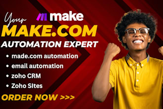 setup made com automation, ai agent, zoho CRM, email automation and zoho sites