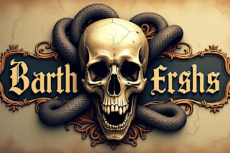 create outstanding skull and snake logo with express delivery