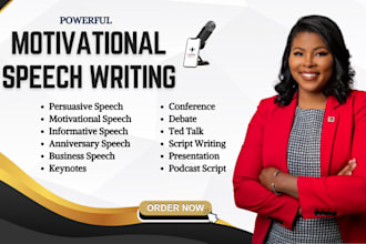 write a powerful motivational, persuasive speech writing, ted talk, presentation