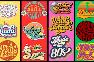 design 3d 70s vintage retro typography for logo, t shirt