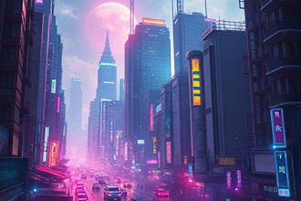 design cyberpunk city concept art illustration