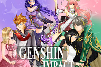 do anime style, genshin, chibi, fanart, oc