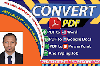 convert pdf to word, excel, pdf conversion and typing job