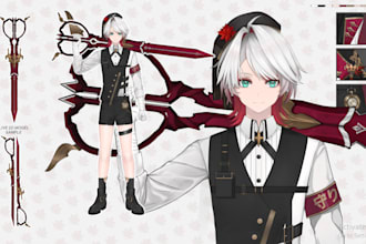 design live 2d vtuber model, vrchat model, live2d vtuber character, model avatar