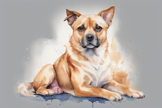 paint dog, cat or any pet portrait using watercolor