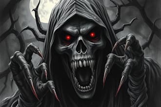 draw high detailed dark art illustration with horror shades