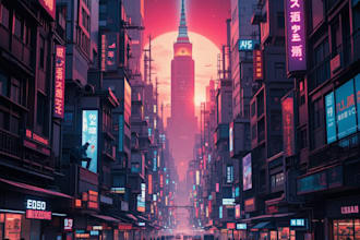 do cyberpunk sci fi futuristic city illustration