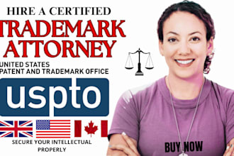 be US, canada, UK licensed trademark registration attorney, office action, sou,
