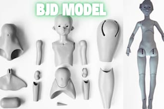 sculpt custom 3d ball jointed figures, bjd dolls, bjd body, bjd build stl model