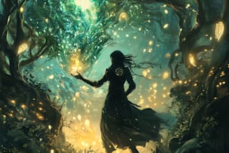 draw fantasy illustration book cover for you