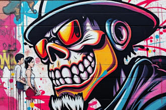 create graffiti street art pop art of any picture